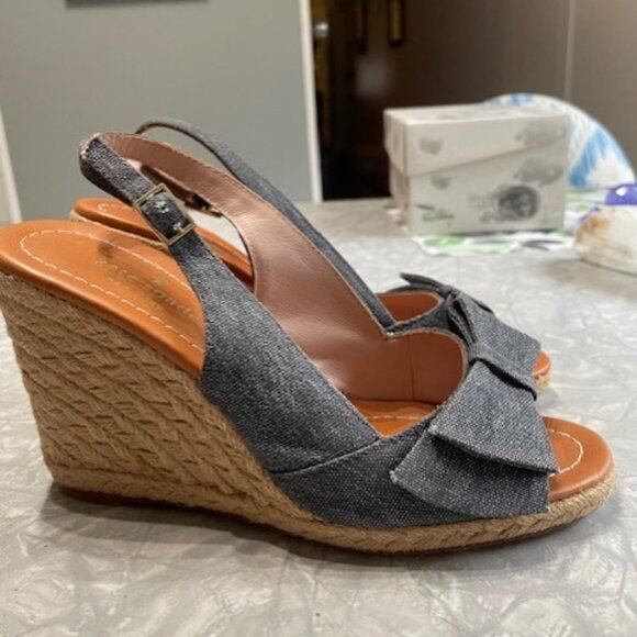 Kate Spade Denim Straw Leather Made in Italy Women’s 7 - Picture 2 of 6